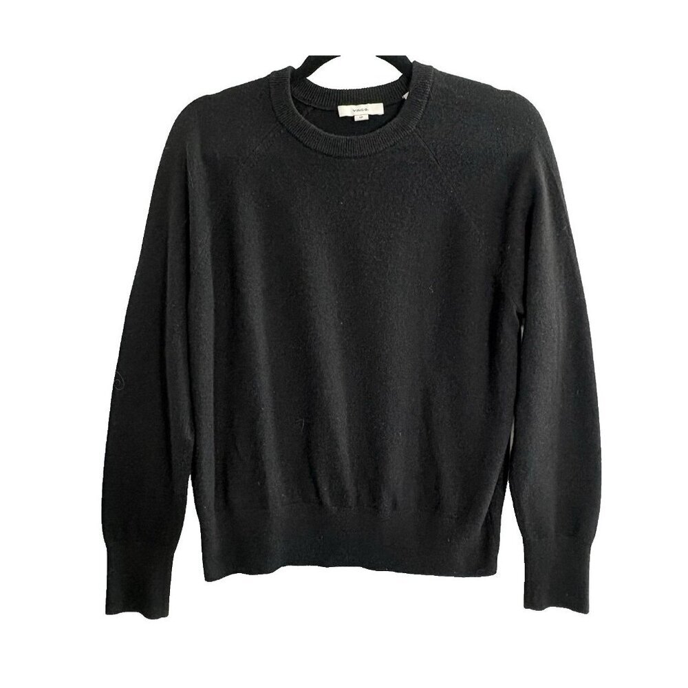 VINCE Women Pullover V Neck Long Sleeve Cashmere Sweater Sz S Black hb-53